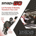 Load image into Gallery viewer, SNAPnGO Mobility Scooter Sport Edition with USB port, compact electric scooter for easy transportation and outdoor use.