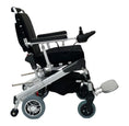 Load image into Gallery viewer, EZ Lite Cruiser Deluxe Regular DX8 electric wheelchair shown from the unfolded side view on the right.