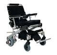 Load image into Gallery viewer, EZ Lite Cruiser Deluxe Regular DX8 electric wheelchair viewed from front right angle, unfolded and ready for use.