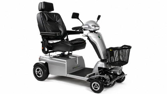 ComfyGo wheelchair mobility scooter with padded seat and front basket