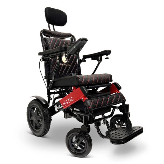 Majestic IQ-9000 AR remote-controlled electric wheelchair in bronze and black with foldable design and reclining seat.