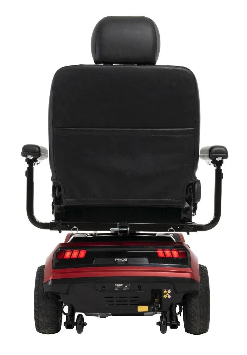 Discover Your Mobility Pride Maxima 4-wheel scooter shown from the side with a comfortable seat and sturdy frame on a smooth surface.