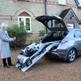 Load image into Gallery viewer, ComfyGO Quingo Flyte mobility scooter with MK2 self-loading ramp and docking station, designed for easy transportation and independence.
