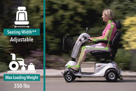 ComfyGO Quingo Flyte mobility scooter with MK2 self-loading ramp and docking station for easy access and transportation.