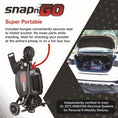 Load image into Gallery viewer, SNAPnGO Scooter Sport Edition USB in black with handlebars and wheels, designed for portable urban transportation.
