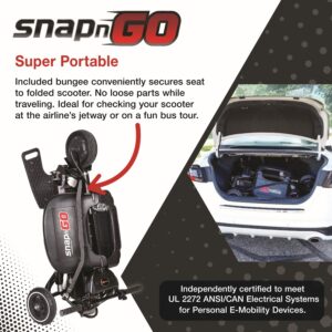 SNAPnGO Scooter Sport Edition USB in black with handlebars and wheels, designed for portable urban transportation.