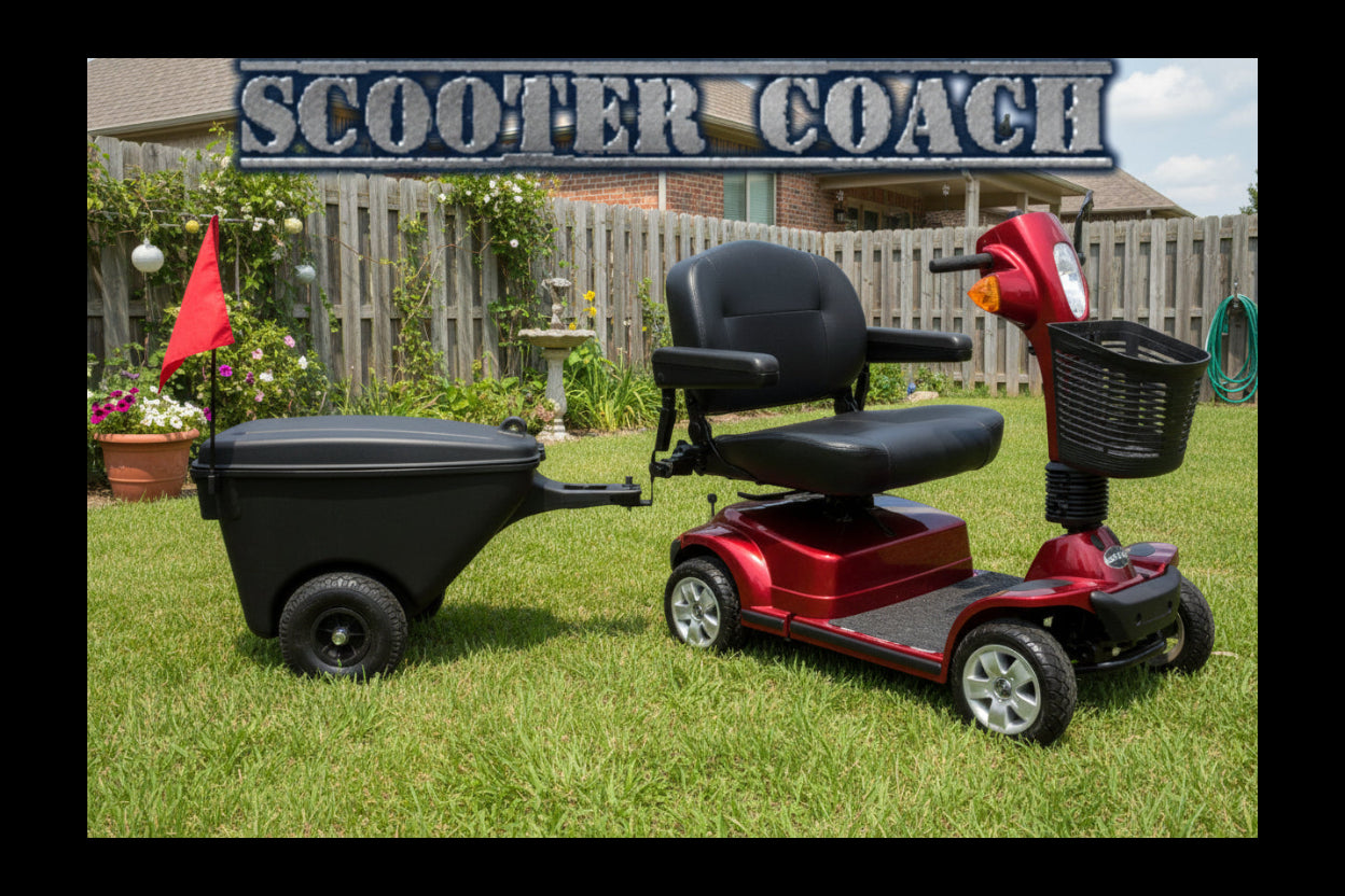 Discover Your Mobility Pride Maxima 4-wheel scooter, showing a sturdy mobility scooter with a comfortable seat and control panel.
