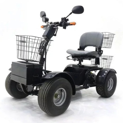 Discover Your Mobility Cheeta Ninja All Terrain Bariatric Scooter with front view, rugged tires, and sturdy frame for outdoor use.