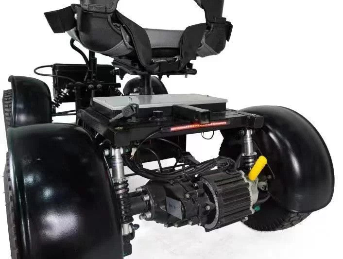 Rear view of Discover Your Mobility Cheeta Ninja All Terrain Bariatric Scooter showing large wheels and sturdy frame.